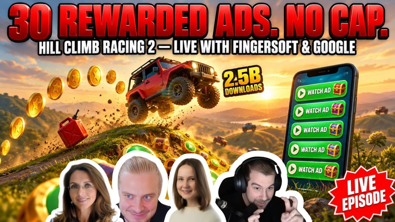 Cover of 🚙 30 Rewarded Ads, No Daily Cap: How Hill Climb Racing 2 Monetizes 2.5 Billion Downloads